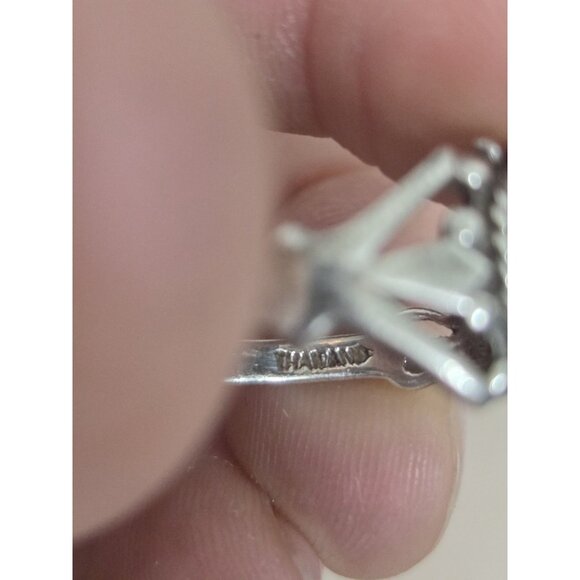 Vintage Sterling Silver Turquoise Ring Signed NF Thailand Size 8.5 - Picture 8 of 10